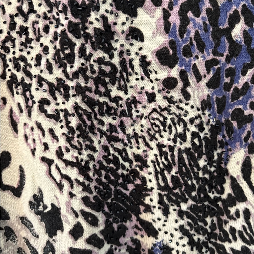 Animal Print Top Y2K Grunge Leopard Neutral Soft Knit Long Sleeve Large - Picture 4 of 7